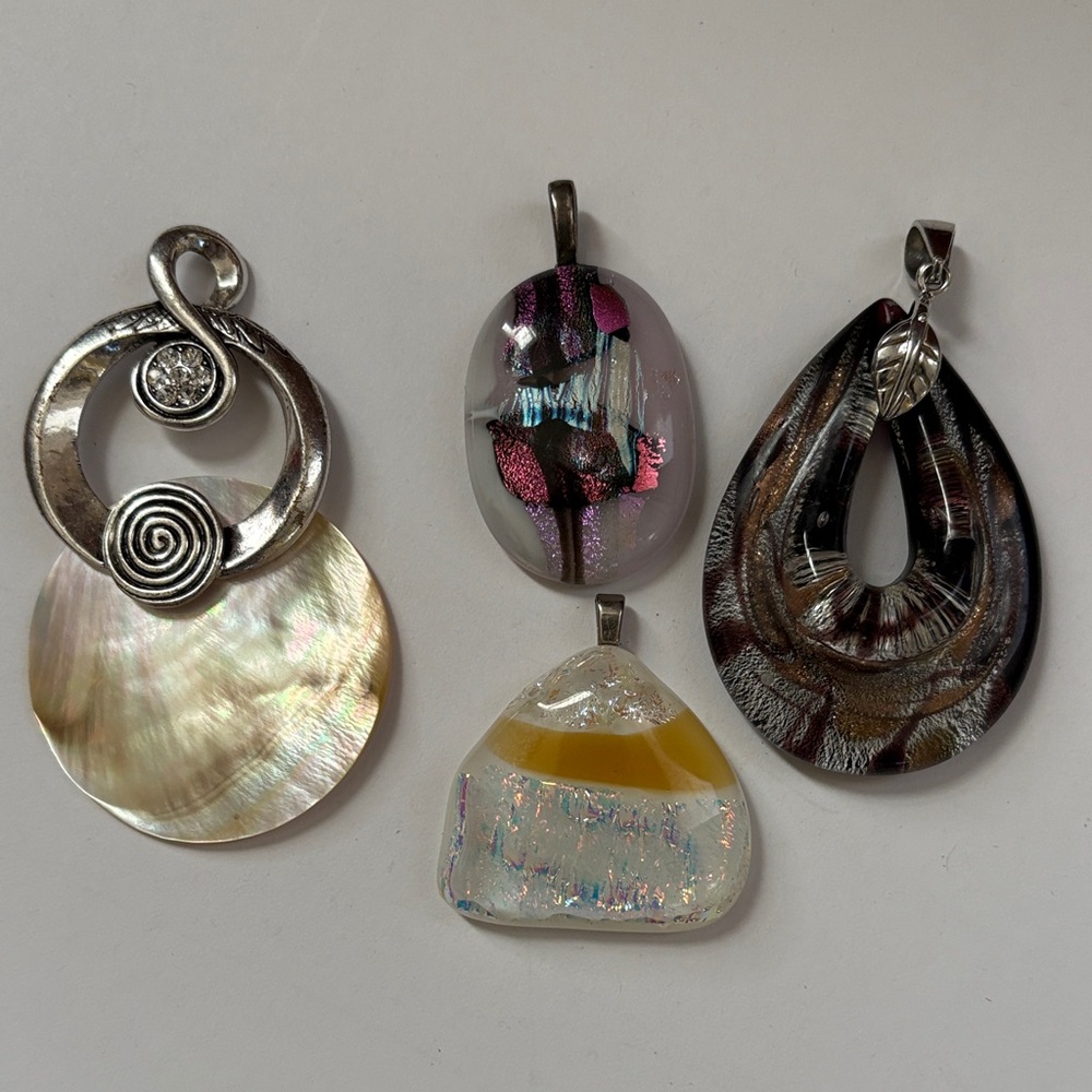 Handmade Glass Pendant Lot - Multicolor Artistic Teardrops & Abstract Shapes - Picture 4 of 9